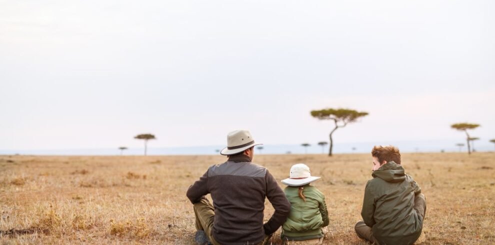 happy family on safari