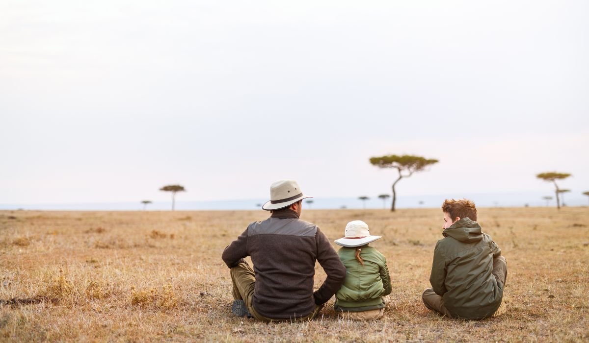 happy family on safari